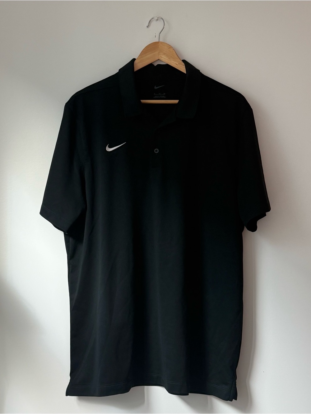 Nike Golf Mens Size XL Black Dri-FIT Short Sleeve Polo Shirt Swoosh Logo